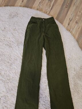 WeWoreWhat Woman's Dark Olive Corduroy Pants